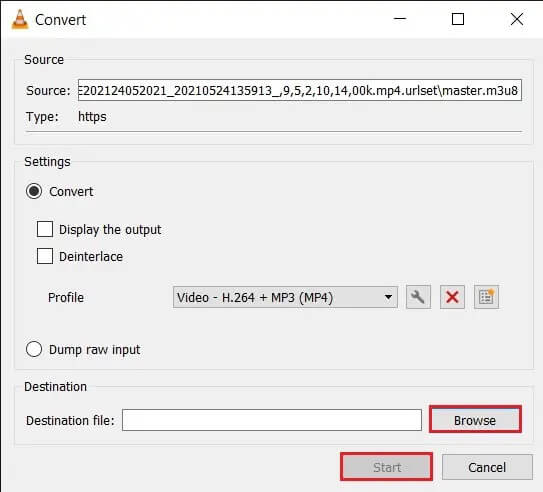 Set-destination-and-click-on-start كيفية تحميل الفيديو باستخدام Blob URL
