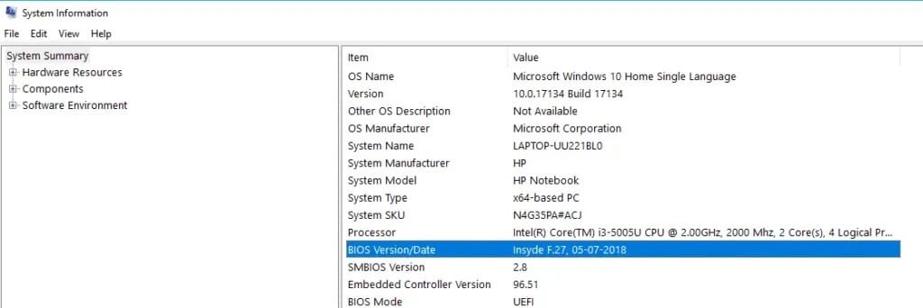 System-Information-folder-will-open-up-and-check-the-BIOS-version-of-your-PC-1024x342-1 إصلاح لم يتم اكتشاف بطاقة الرسومات كرت الشاشة على Windows 10