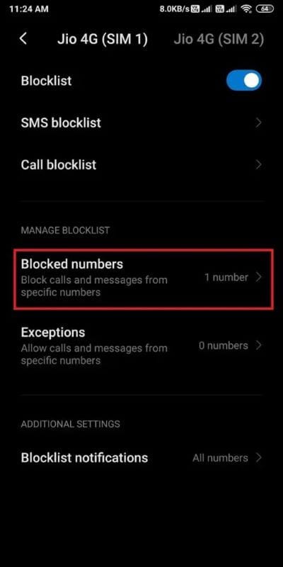 Tap-on-Blocked-numbers-512x1024-1 إصلاح مكالمة هاتف الواردة على Android تذهب مباشرة إلى البريد الصوتي