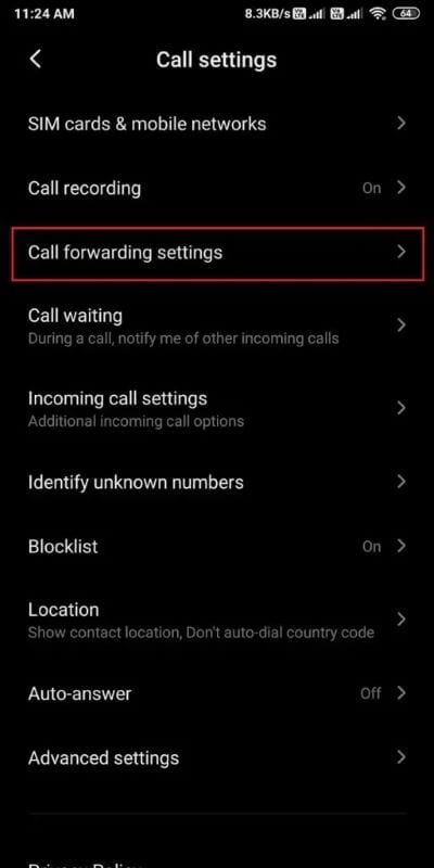 Tap-on-Call-forwarding-settings-512x1024-1 إصلاح مكالمة هاتف الواردة على Android تذهب مباشرة إلى البريد الصوتي