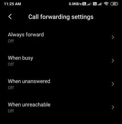 Turn-off-the-Always-forward-option-from-the-list إصلاح مكالمة هاتف الواردة على Android تذهب مباشرة إلى البريد الصوتي