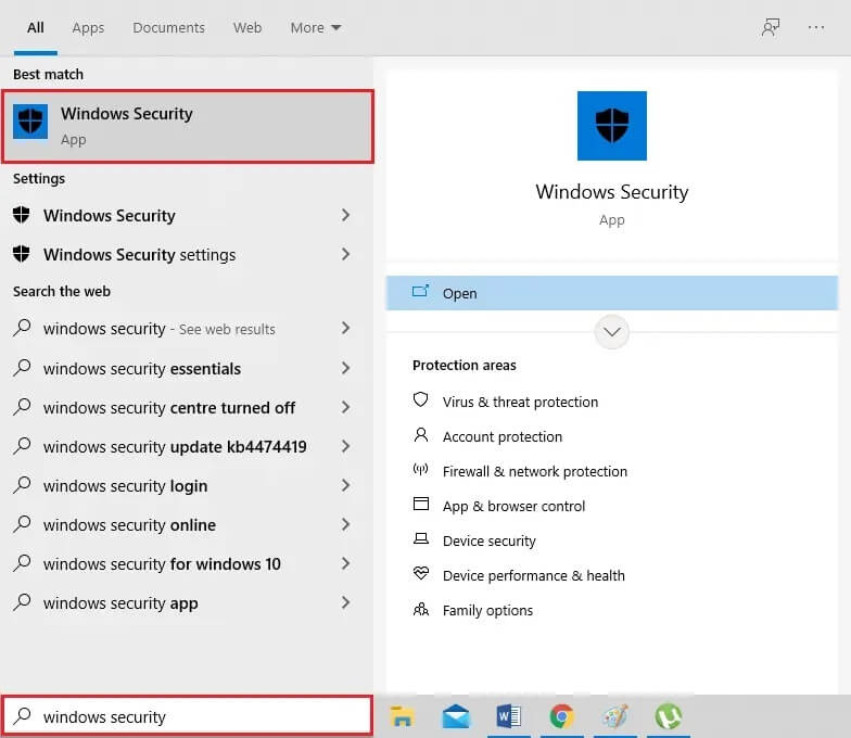 Type-Windows-Security-in-the-search-box-and-open-the-app 10 طرق لإصلاح عدم استجابة uTorrent