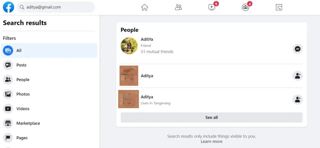 Type-the-Email-address-of-the-person-you-are-looking-for-in-the-search-bar-and-hit-Enter-or-Return-key-as-shown-1024x475-1 كيفية البحث عن شخص ما على Facebook باستخدام عنوان بريد إلكتروني