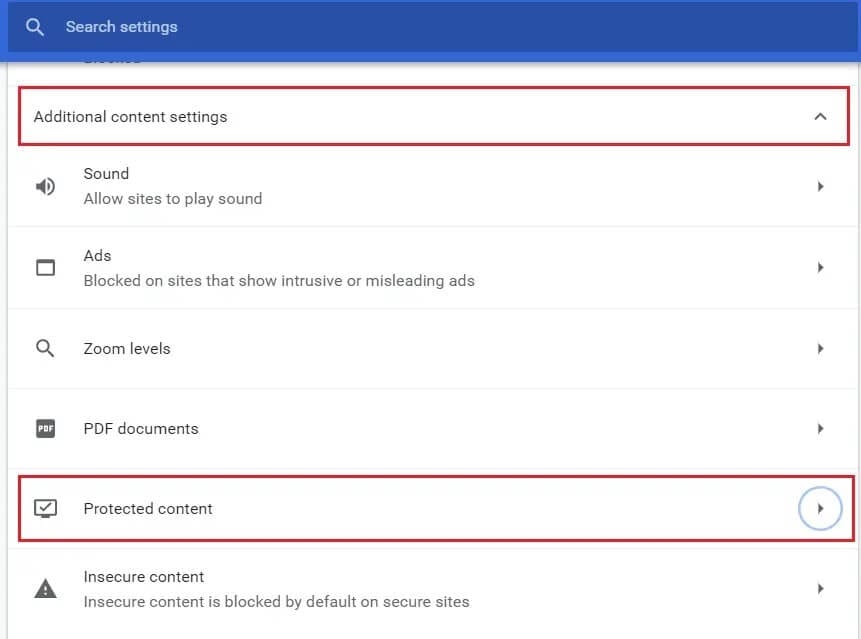 Under-Additional-content-settings-click-on-Protected-content كيفية إصلاح عدم عمل Spotify Web Player