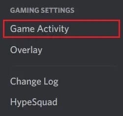 Under-the-Game-settings-panel-click-on-Game-activity إصلاح عدم عمل صوت مشاركة الشاشة على Discord