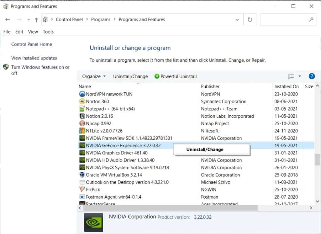 Uninstall-all-NVIDIA-components-1024x747-1 كيفية تعطيل أو إلغاء تثبيت NVIDIA GeForce Experience