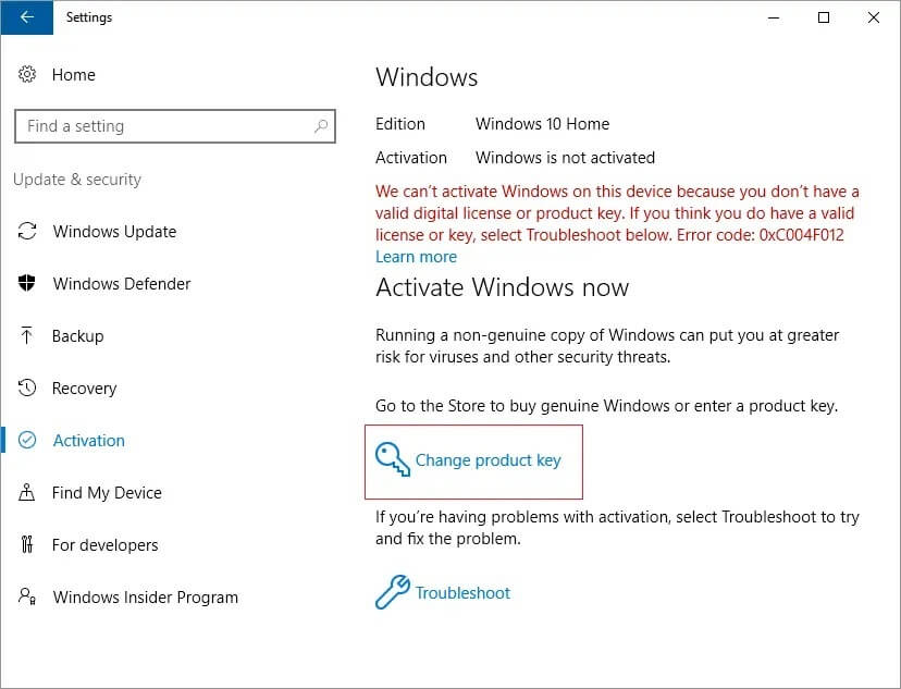 We-cant-activate-Windows-on-this-device-because-you-dont-have-a-valid-digital-license-or-product-key إصلاح خطأ هذه النسخة من Windows ليست أصلية