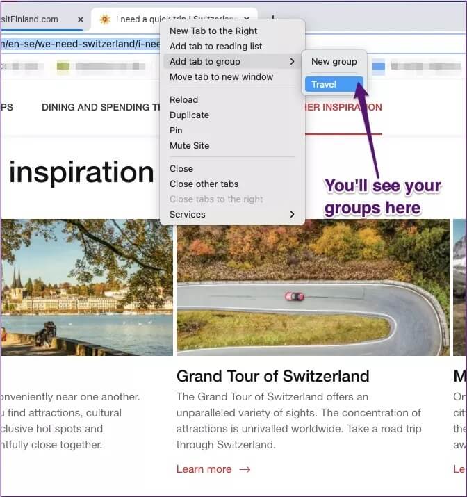 chrome-add-to-existing-group_4d470f76dc99e18ad75087b1b8410ea9 كيفية تجميع علامات تبويب Google Chrome على Windows و Mac