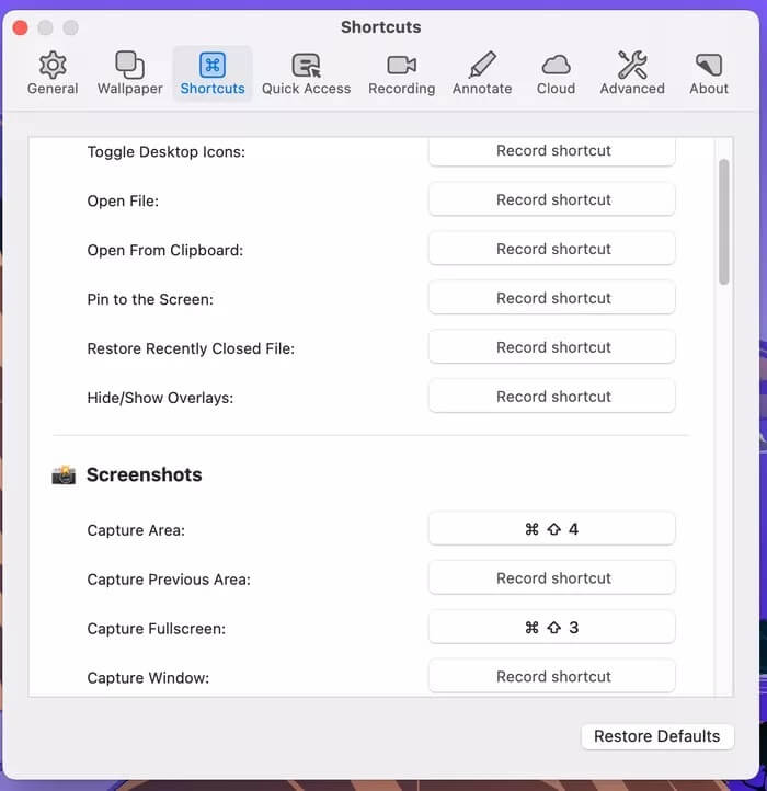 cleanshot-x-preferences_935adec67b324b146ff212ec4c69054f كيفية تسجيل الشاشة على Mac