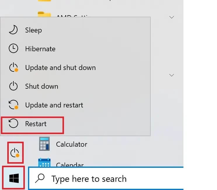 click-on-restart إصلاح لم يتم اكتشاف بطاقة الرسومات كرت الشاشة على Windows 10