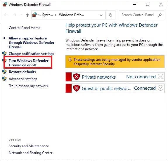 click-the-turn-windows-defender-firewall-on-or-off إصلاح مشكلة التنزيل البطيء في League of Legends
