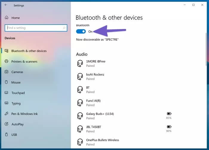 enable-bluetooth-on-device_935adec67b324b146ff212ec4c69054f أفضل 9 طرق لإصلاح عدم اكتشاف Windows 10 لسماعات الرأس