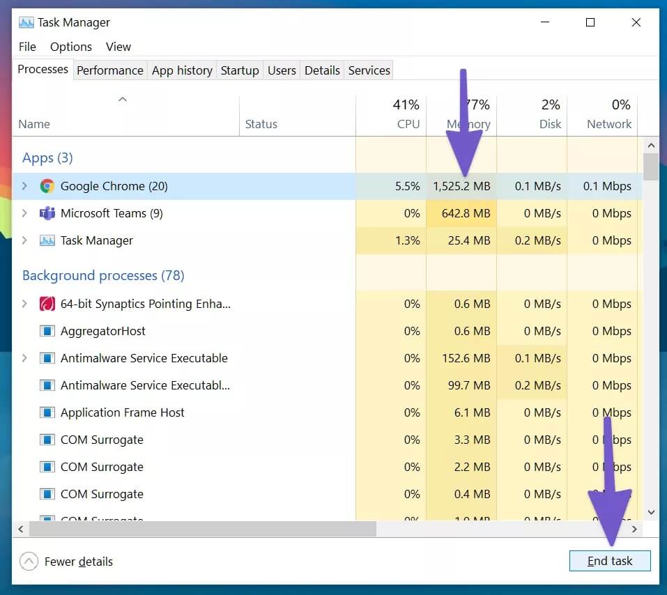 end-tasks-for-background-apps_4d470f76dc99e18ad75087b1b8410ea9 أفضل 8 طرق لإصلاح عدم عمل مشاركة شاشة Microsoft Teams على Windows 10