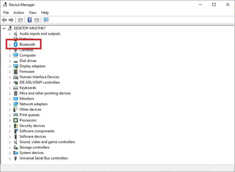 expand-the-bluetooth-tab-in-device-manager- إصلاح خطأ في تشغيل Blade and Soul