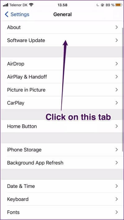 general-software-update-tab_935adec67b324b146ff212ec4c69054f كيفية إصلاح خطأ Wifi يحتفظ بقطع الاتصال على iPhone