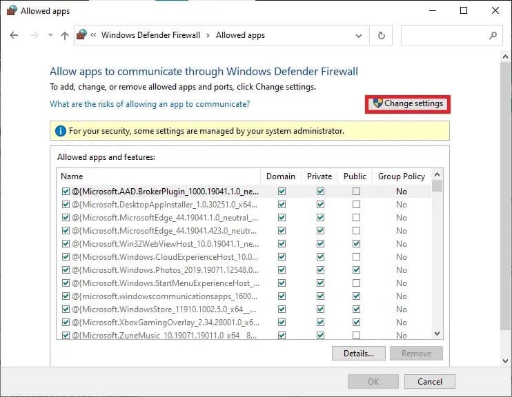 here-click-on-change-settings- إصلاح عدم عمل Windows 10 File Sharing