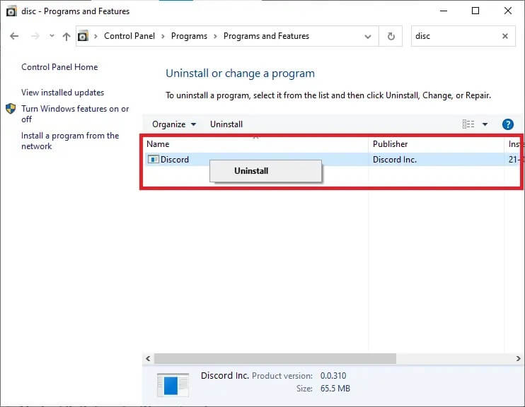 here-click-on-discord-and-select-uninstall كيفية إلغاء تثبيت Discord تمامًا على Windows 10