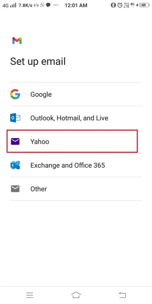 here-click-on-yahoo-512x1024-1 3 طرق لإضافة Yahoo Mail إلى Android