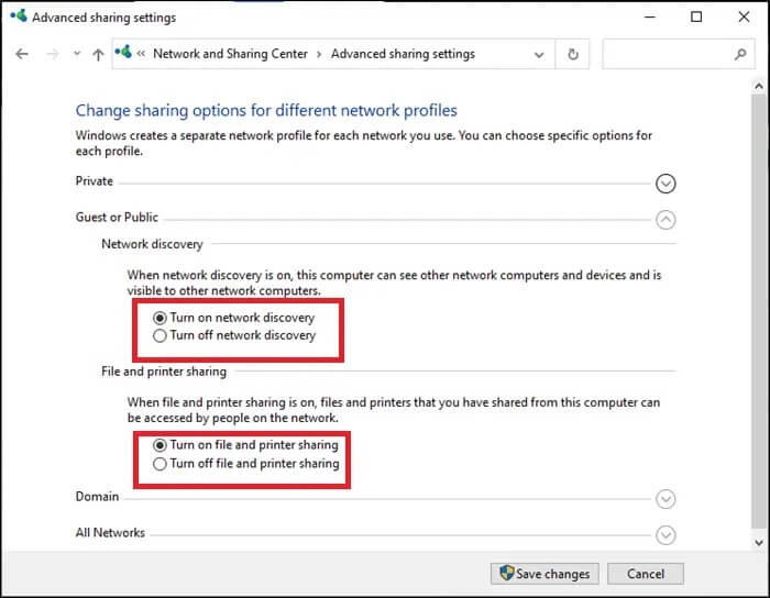 here-expand-the-guest-or-public-option-and-check إصلاح عدم عمل Windows 10 File Sharing