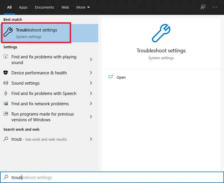 in-the-dialogue-box-type-troubleshoot-and-click-t كيفية إصلاح خطأ Windows Update 80072ee2
