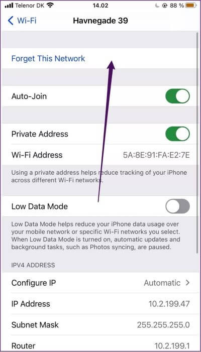 iphone-forget-network_935adec67b324b146ff212ec4c69054f كيفية إصلاح خطأ Wifi يحتفظ بقطع الاتصال على iPhone