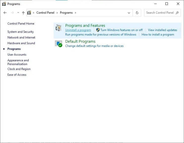 navigate-to-programs-followed-by-programs-and-feat كيفية إلغاء تثبيت Discord تمامًا على Windows 10