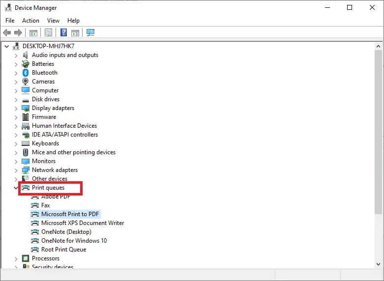 navigate-to-the-printers-or-print-queues كيفية إصلاح خطأ الطابعة لا تستجيب في Windows 10