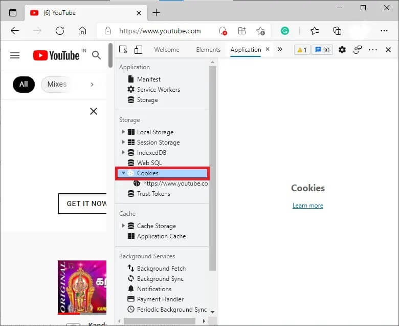 now-click-on-an-option-titled-cookies-in-the-lef كيفية استعادة تصميم YouTube القديم