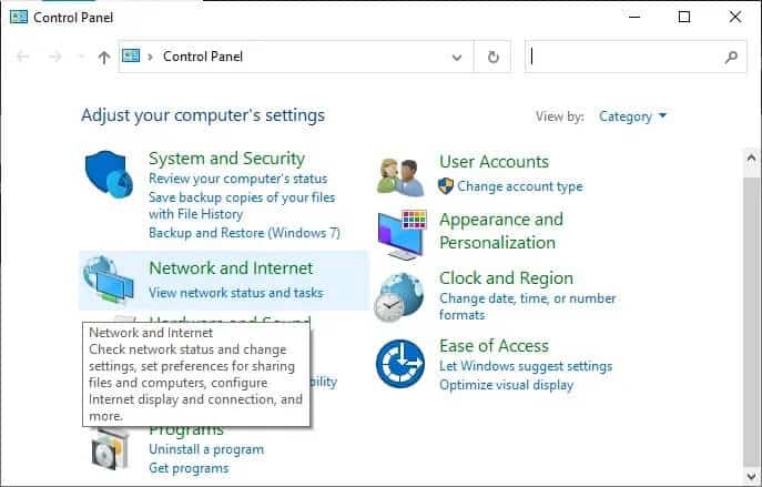 now-click-on-the-network-and-internet-from-the-pa إصلاح عدم عمل Windows 10 File Sharing