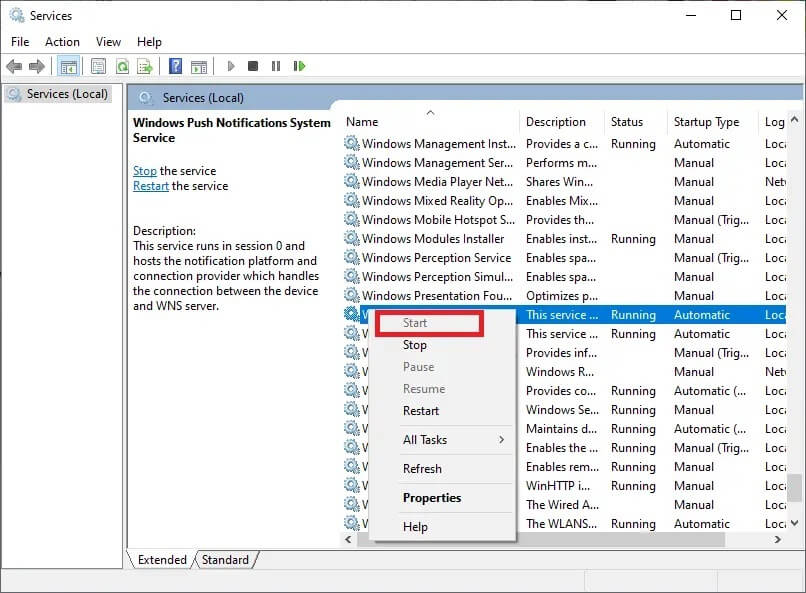 now-right-click-windows-update-service-and-select كيفية إصلاح خطأ Windows Update 80072ee2