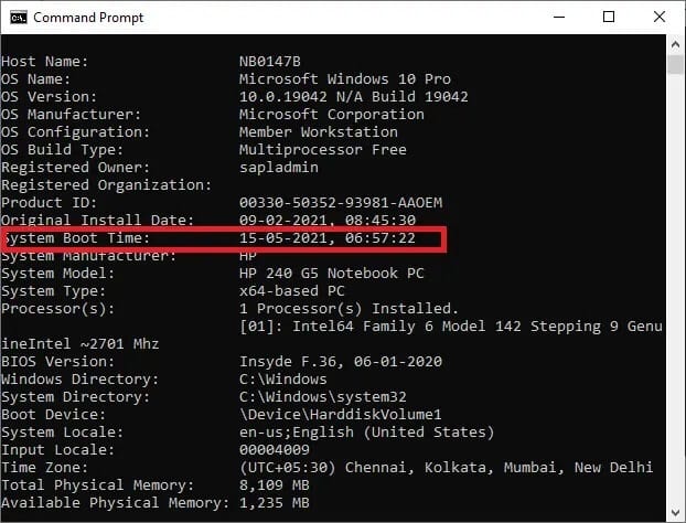 once-you-click-enter-you-can-see-some-data-displa-1 كيف ترى وقت تشغيل النظام في Windows 10