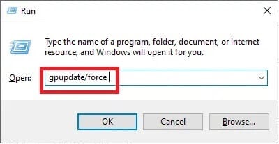 paste-gpupdate-force-into-the-run-box- إصلاح خطأ هذه النسخة من Windows ليست أصلية