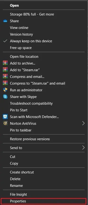 right-click-on-the-steam-app-and-select-properties اصلاح Steam يواجه مشكلة في الاتصال بالخوادم