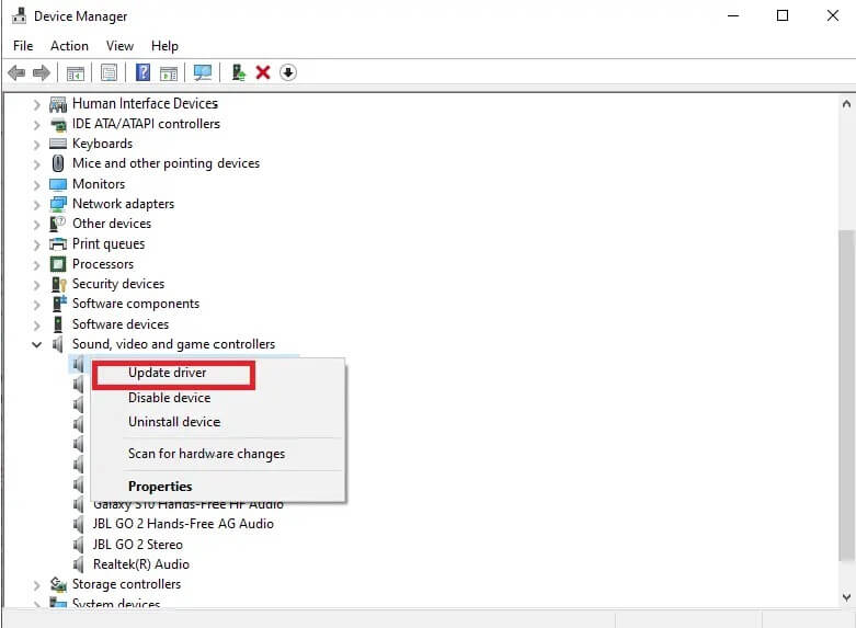 right-click-on-video-in-the-sound-and-video-and-ga إصلاح مشكلة وميض المؤشر على نظام التشغيل Windows 10