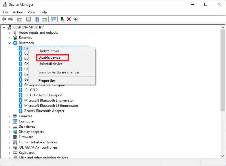 select-disable-device-by-right-clicking-it إصلاح خطأ في تشغيل Blade and Soul