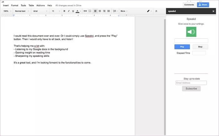 speakd-for-google-docs_935adec67b324b146ff212ec4c69054f أفضل 8 إضافات لـ Google Docs للكُتاب