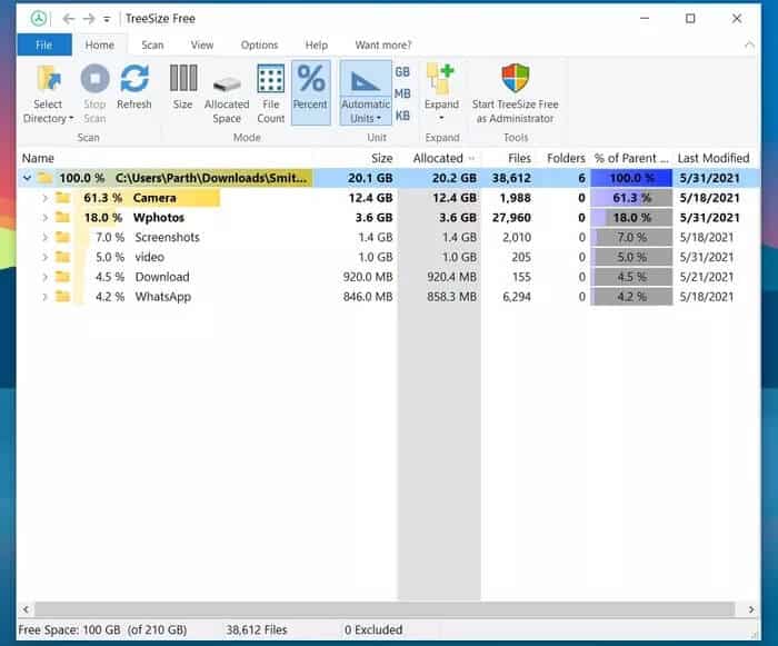 treesize-app_935adec67b324b146ff212ec4c69054f أفضل 4 طرق لإظهار حجم المجلد في Windows 10