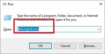 type-devmgmt-msc-and-click-ok- إصلاح انخفاض و ارتفاع حجم الصوت تلقائيًا في Windows 10