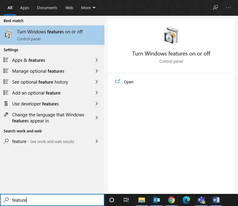 type-feature-as-your-search-input- إصلاح عدم عمل Windows 10 File Sharing