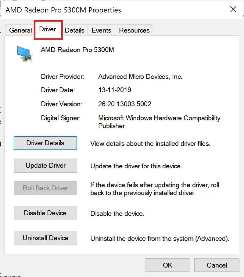 under-drivers-tab-select-enable إصلاح لم يتم اكتشاف بطاقة الرسومات كرت الشاشة على Windows 10