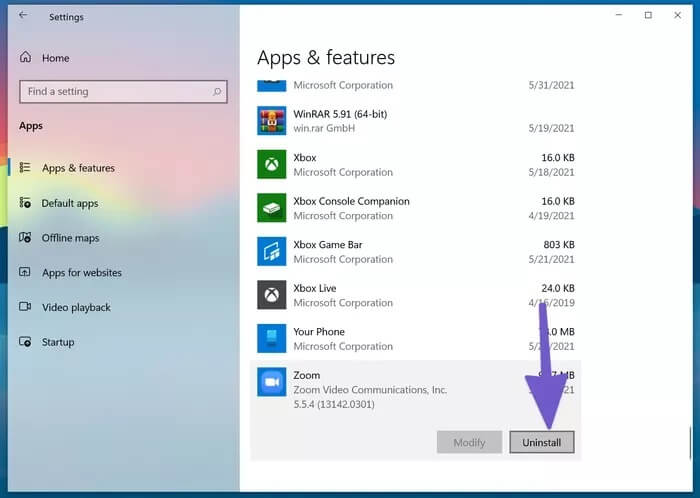 uninstall-zoom-on-windows-10_935adec67b324b146ff212ec4c69054f أفضل 7 طرق لإصلاح عدم تشغيل Zoom على Windows 10