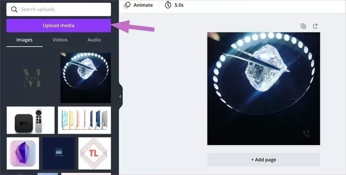 upload-media-to-canva_935adec67b324b146ff212ec4c69054f كيفية إنشاء علامة مائية في Canva