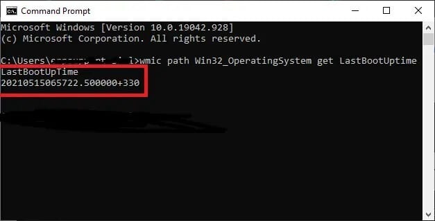 your-last-boot-up-time-will-be-displayed-as-follow-1 كيف ترى وقت تشغيل النظام في Windows 10