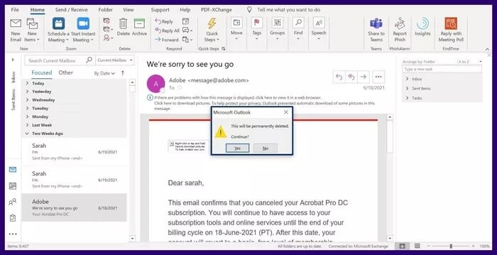3-5 أفضل 6 طرق لإصلاح خطأ فشل Microsoft Outlook في حذف رسالة