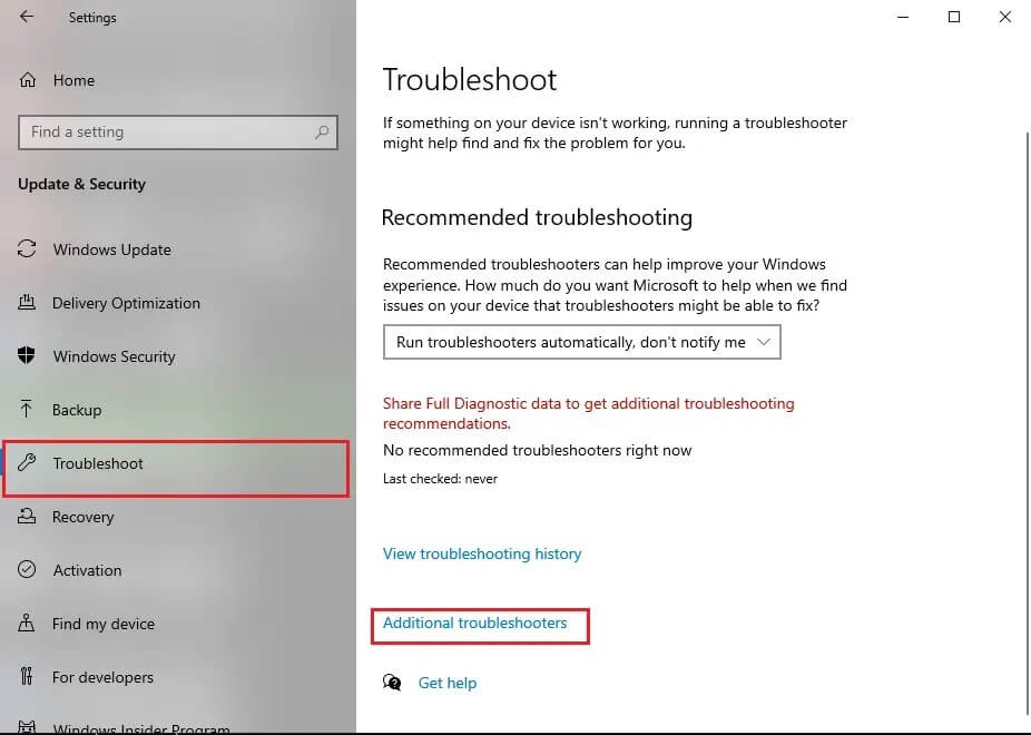 Click-on-Additional-troubleshooters كيفية إصلاح تقطع الصوت في نظام التشغيل Windows 10