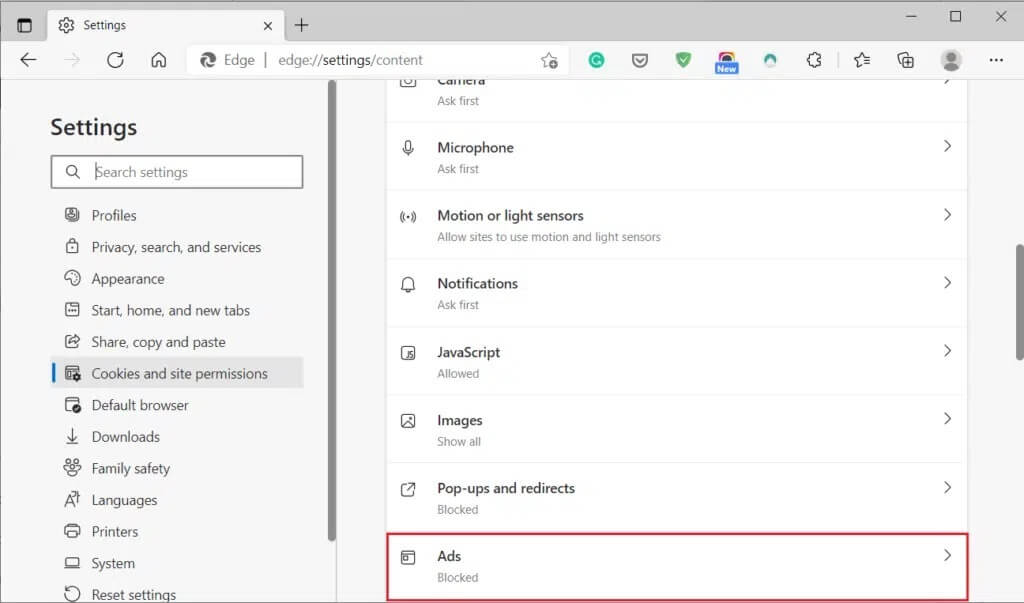 Click-on-Ads-under-Cookies-and-site-permissions-1024x603-1 كيفية إصلاح عدم تحميل تعليقات YouTube