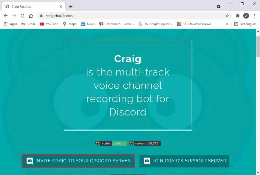 Click-on-Invite-Craig-to-your-Discord-server-link-from-the-bottom-of-the-screen كيفية تسجيل الصوت على Discord