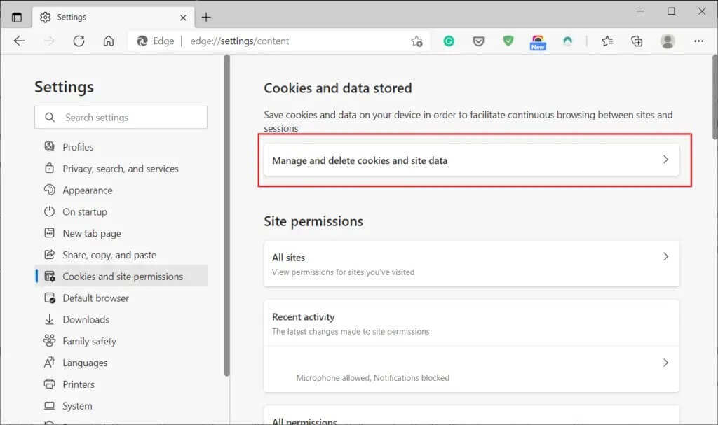 Click-on-Manage-and-delete-cookies-and-site-data-1024x607-1 كيفية إصلاح استمرار تسجيل الخروج على YouTube