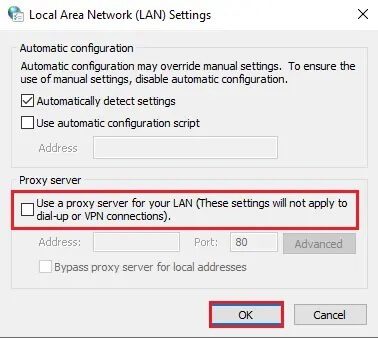 Click-on-OK-to-save-these-changes إصلاح تعذر على Windows اكتشاف إعدادات الخادم الوكيل البروكسي لهذه الشبكة تلقائيًا