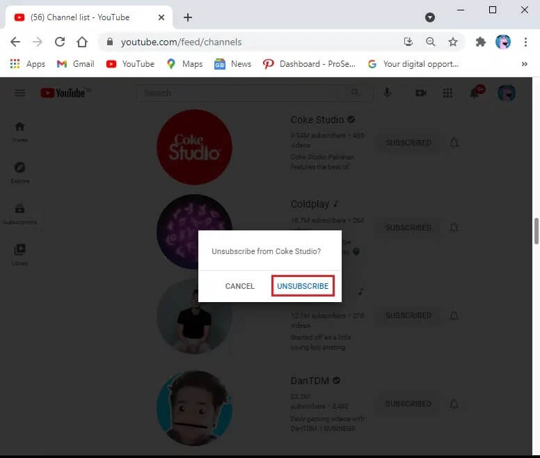 Click-on-UNSUBSCRIBE كيفية إلغاء الاشتراك في قنوات YouTube دفعة واحدة